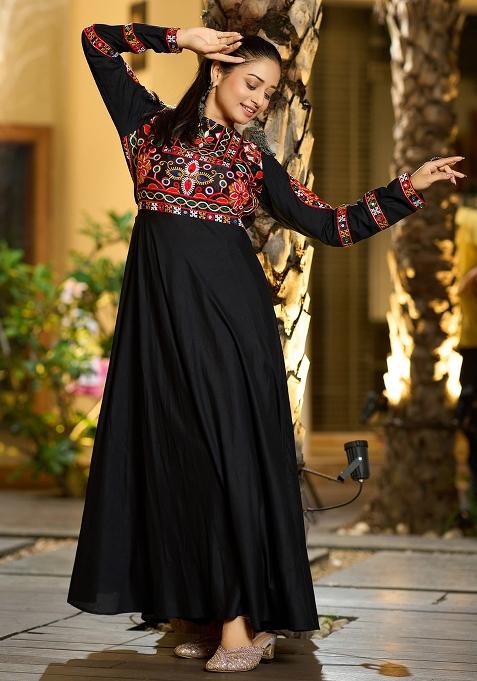 Black Embroidererd Rayon Kurti