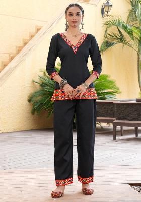 Black Embroidererd Cotton Kurti