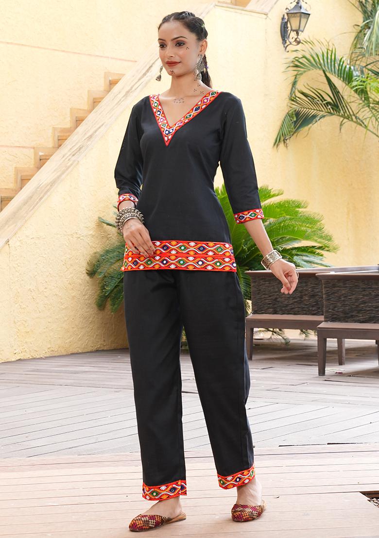 Black Embroidererd Cotton Kurti