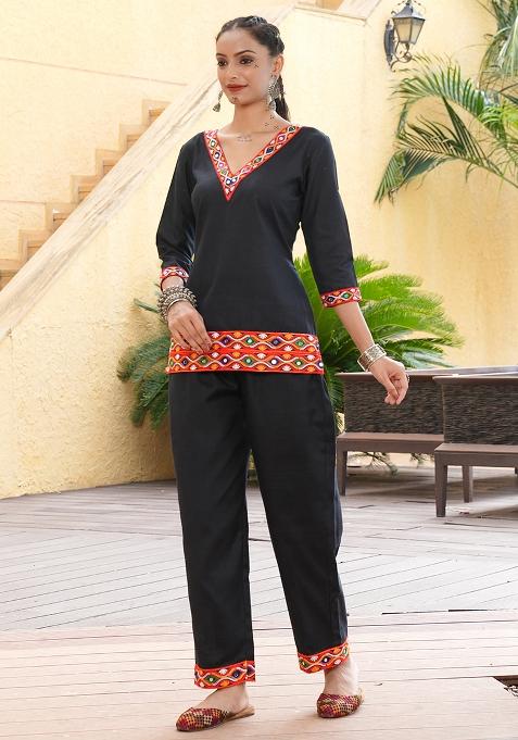 Black Embroidererd Cotton Kurti