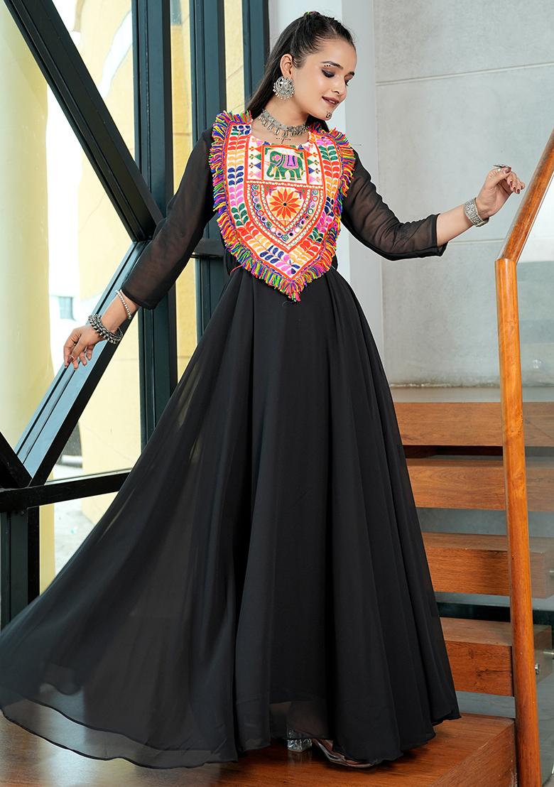 Black Embroidererd Georgette Kurti