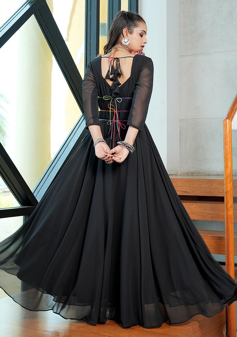 Black Embroidererd Georgette Kurti