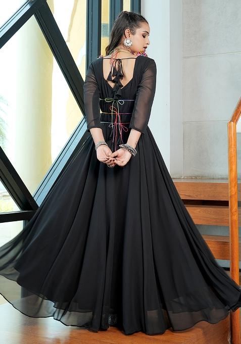 Black Embroidererd Georgette Kurti