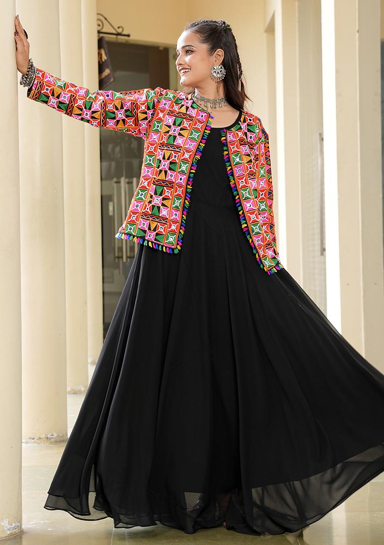 Black Embroidererd Georgette Kurti