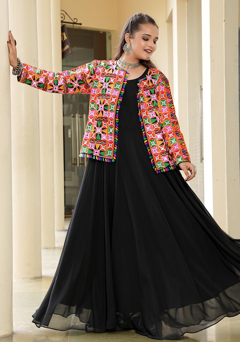 Black Embroidererd Georgette Kurti