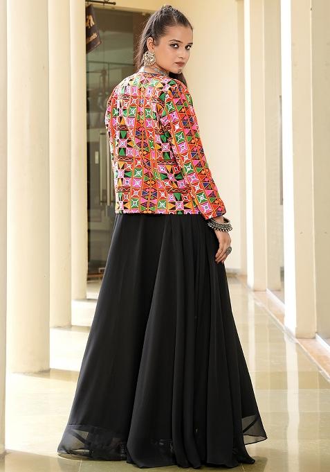 Black Embroidererd Georgette Kurti