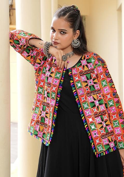 Black Embroidererd Georgette Kurti