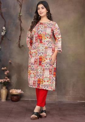 Multicolor Printed Rayon Kurta