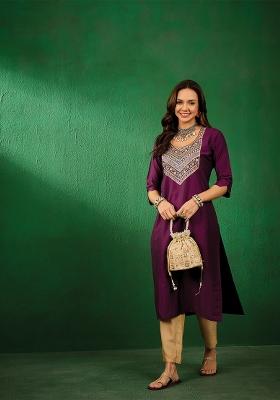 Wine Solid Viscose Kurti