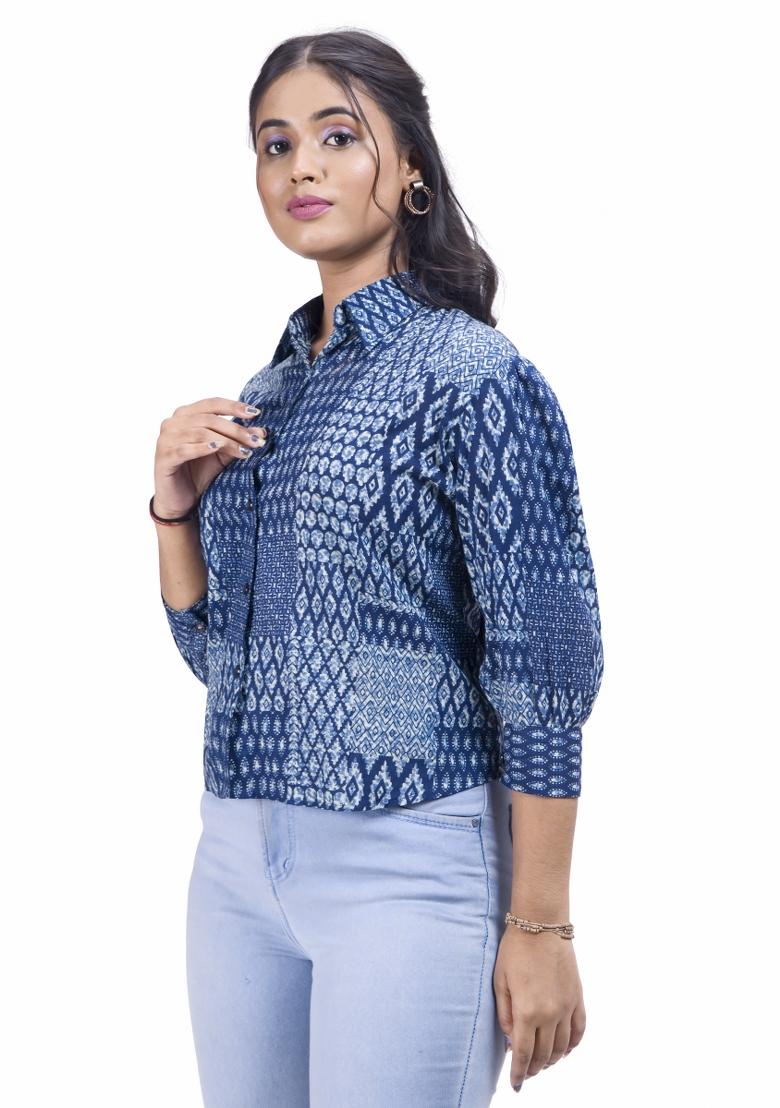 Blue Printed Cotton Tunic - Indya
