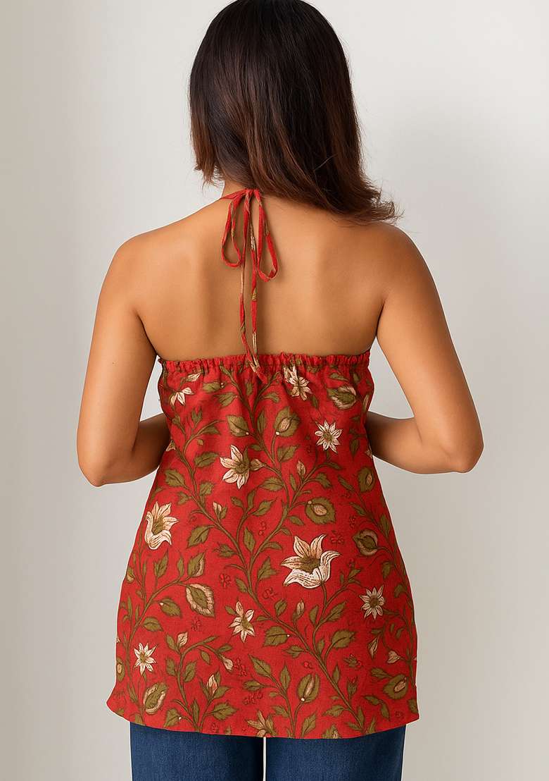Multi Printed Cotton Short Kurti - Indya
