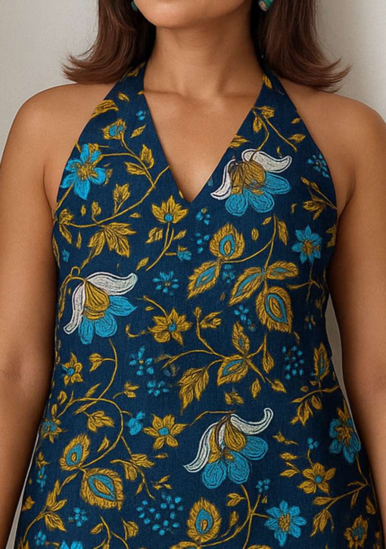 Multi Floral Print Cotton Kurta - Indya