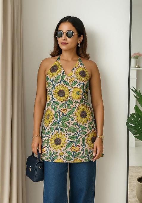 Multi Printed Cotton Short Kurti