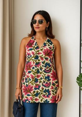 Multi Printed Cotton Short Kurti