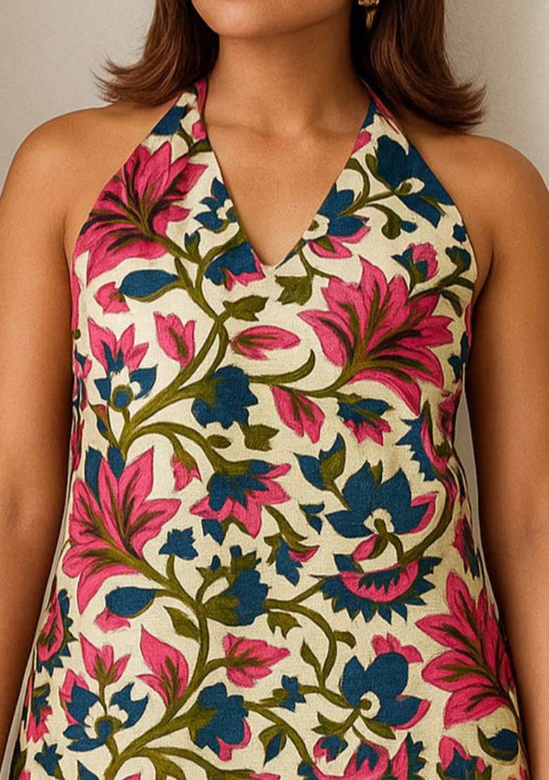 Multi Printed Cotton Short Kurti - Indya