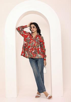 Pink Printed Cotton Kurti