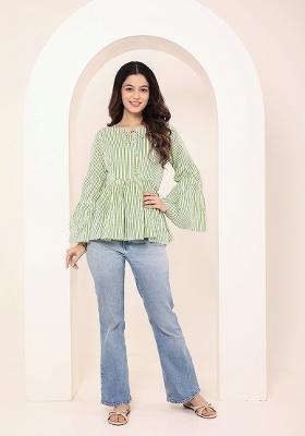 Green Printed Cotton Kurti