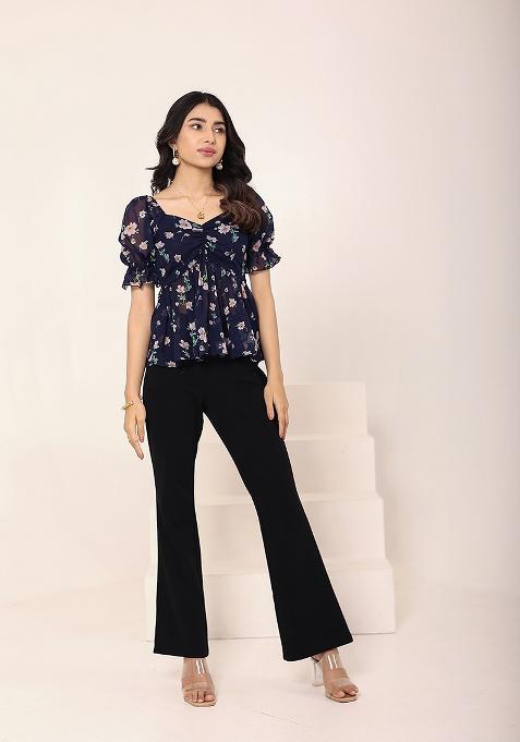 Blue Printed Georgette Top