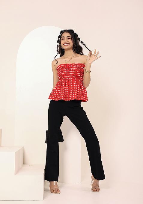 Red Printed Cotton Top