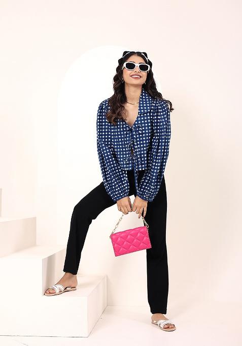 Blue Printed Cotton Top