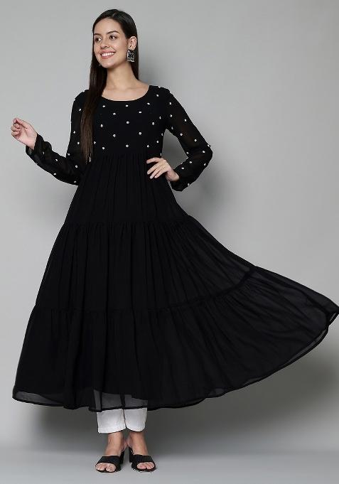 Black Embroidery Georgette Kurta