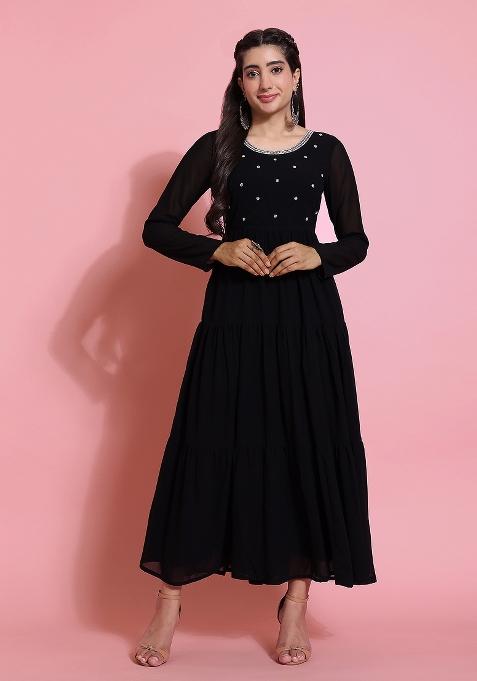 Black Embroidery Georgette Kurta