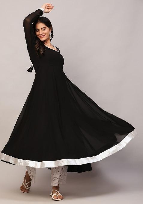 Black Embroidery Georgette Kurta