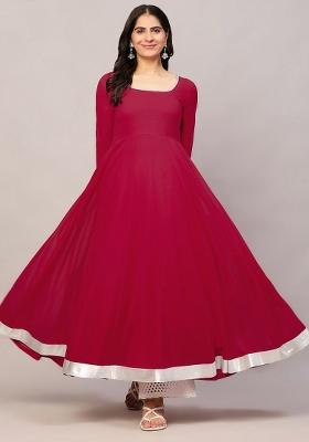 Pink Solid Georgette Anarkali