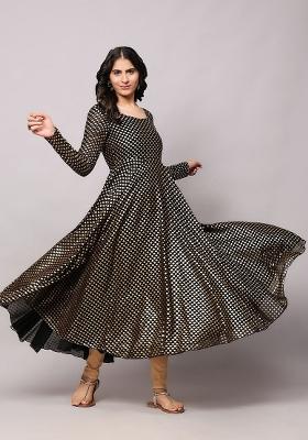 Black Sequin Work Georgette Kurta