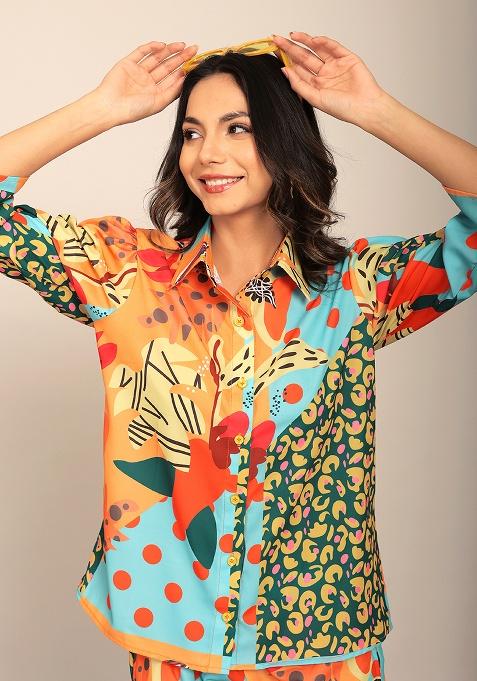 Multi Color Motif Georgette Shirt