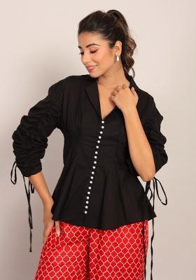 Black Motif Cotton Top
