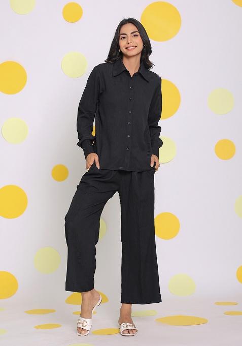 Black Motif Cotton Shirt