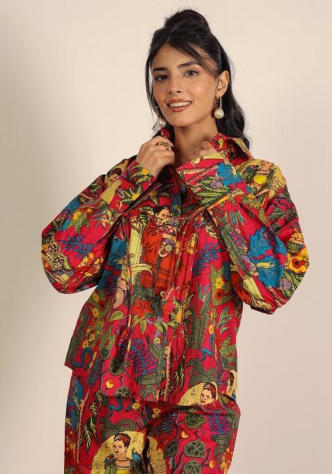 Multi Color Motif Cotton Shirt