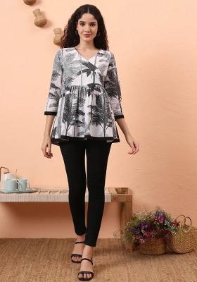 Black Motif Cotton Kurti