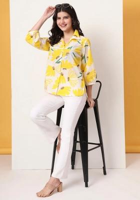 Yellow Motif Cotton Kurti