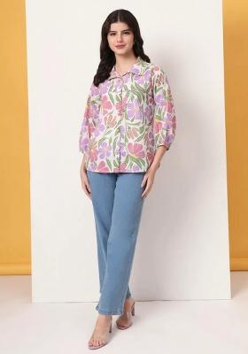 White Motif Cotton Kurti