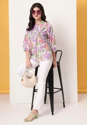 White Motif Cotton Kurti