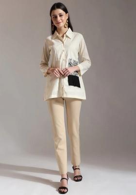 White Embroidered Cotton Kurti