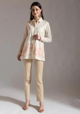 White Embroidered Cotton Kurti