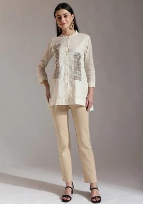 White Embroidered Cotton Kurti