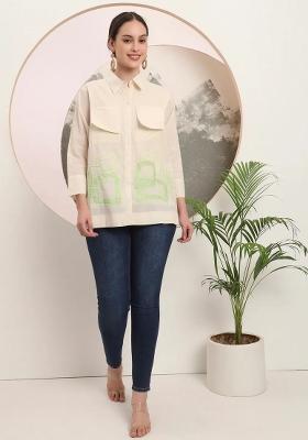 White Motif Cotton Kurti