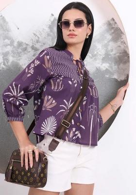 Purple Motif Cotton Kurti
