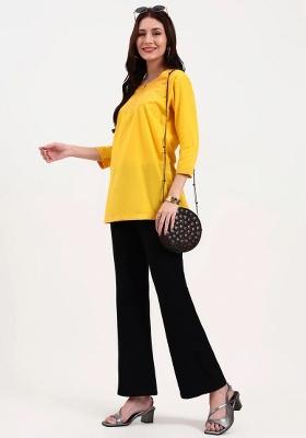 Yellow Motif Cotton Kurti