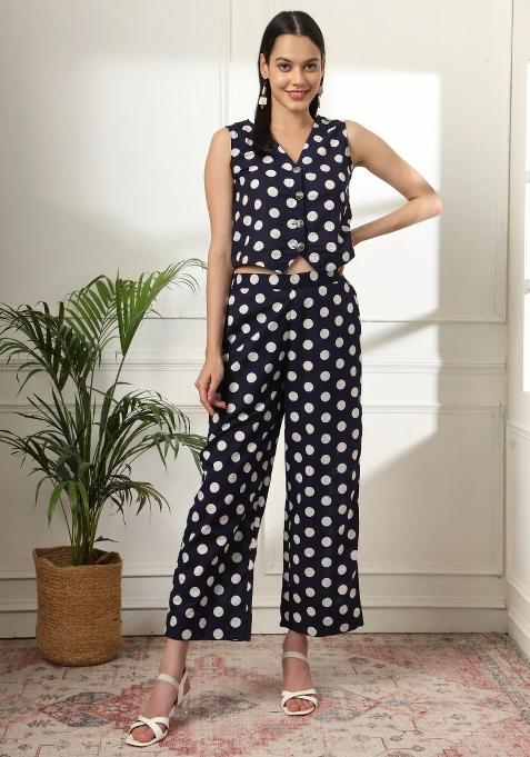 Blue Motif Cotton Co-Ord Set