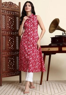 Pink Motif Cotton Kurtas
