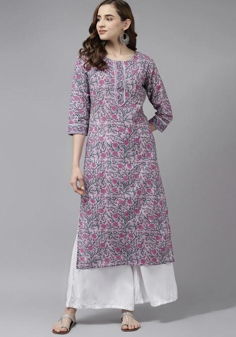 Lavender Printed Cotton Kurtas