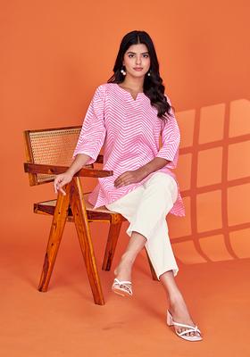 Pink Printed Cotton Top