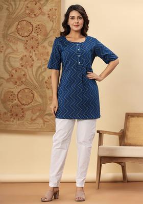 Blue Printed Cotton Tunic
