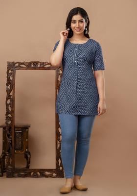 Blue Printed Cotton Tunic