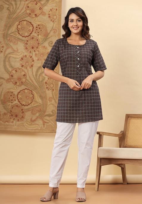 Black Printed Cotton Tunic